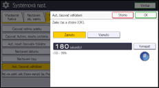 Ilustrace displeje ovládacího panelu