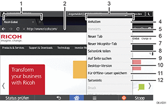 Nummerierte Abbildung zur Modusänderung