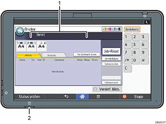 Nummerierte Abbildung des Bedienfelds