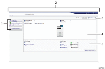 Απεικόνιση οθόνης προγράμματος περιήγησης με αριθμημένες επεξηγήσεις