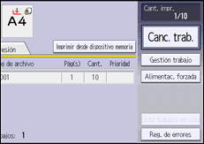 Ilustración de la pantalla panel de mandos