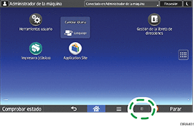 Ilustración de la pantalla panel de mandos