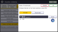 Ilustración de la pantalla panel de mandos