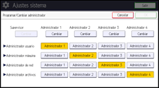 Ilustración de la pantalla panel de mandos