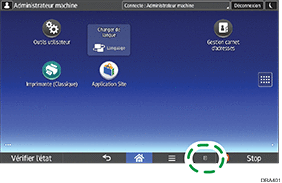 Illustration de l'écran du panneau de commande