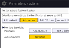 Illustration de l'écran du panneau de commande