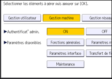 Illustration de l'écran du panneau de commande