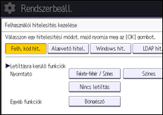 A kezelőpanel ismertetése