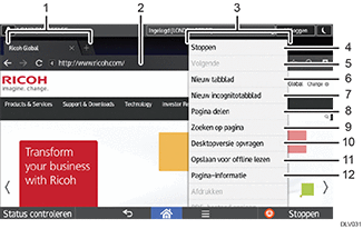 Genummerde afbeelding van het wijzigen van modus