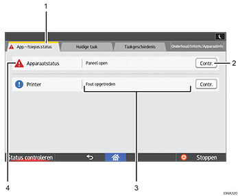 Genummerde afbeelding van bedieningspaneel