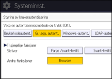 Illustrasjon av betjeningspanelet