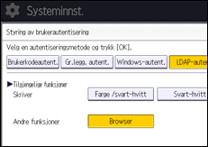 Illustrasjon av betjeningspanelet