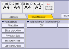 Illustrasjon av betjeningspanelet