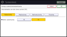 Illustrasjon av betjeningspanelet
