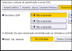 Ilustração do ecrã do painel de operação