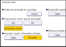 Ilustração do ecrã do painel de operação