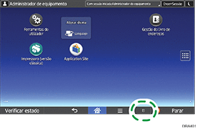 Ilustração do ecrã do painel de operação