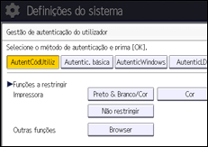 Ilustração do ecrã do painel de operação