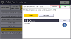 Ilustração do ecrã do painel de operação