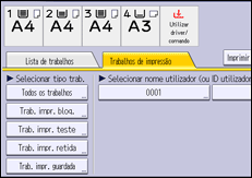 Ilustração do ecrã do painel de operação