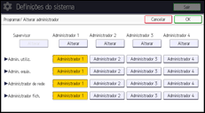 Ilustração do ecrã do painel de operação