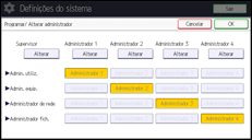 Ilustração do ecrã do painel de operação
