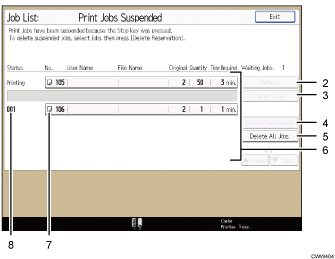Operation panel screen illustration numbered callout illustration
