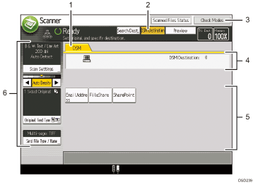 Operation panel screen illustration numbered callout illustration