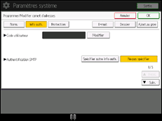 Illustration de l'écran du panneau de commande