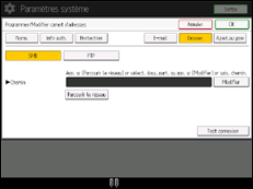 Illustration de l'écran du panneau de commande