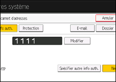 Illustration de l'écran du panneau de commande