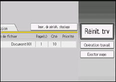 Illustration de l'écran du panneau de commande