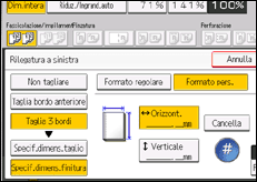Illustrazione della schermata sul pannello di controllo