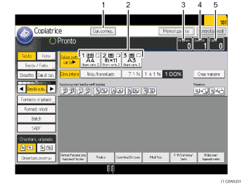 Illustrazione numerata pannello di controllo