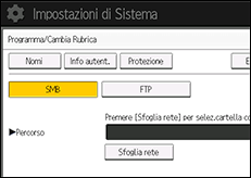 Illustrazione della schermata sul pannello di controllo