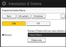 Illustrazione della schermata sul pannello di controllo
