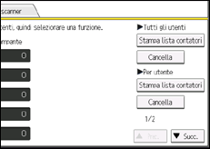 Illustrazione della schermata sul pannello di controllo