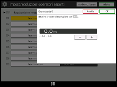 Illustrazione della schermata sul pannello di controllo