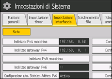 Illustrazione della schermata sul pannello di controllo