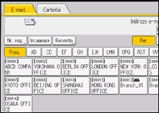 Illustrazione della schermata sul pannello di controllo