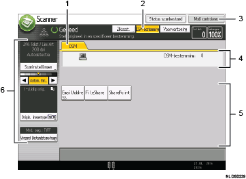 Genummerde afbeelding van het scherm van het bedieningspaneel