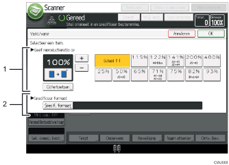 Genummerde afbeelding van het scherm van het bedieningspaneel