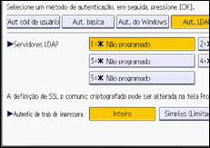 Ilustração da tela do painel de operação