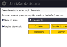Ilustração da tela do painel de operação