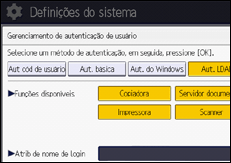Ilustração da tela do painel de operação
