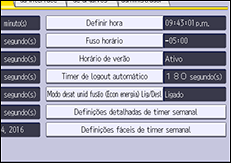 Ilustração da tela do painel de operação