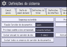 Ilustração da tela do painel de operação