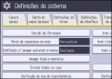 Ilustração da tela do painel de operação