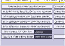 Ilustração da tela do painel de operação