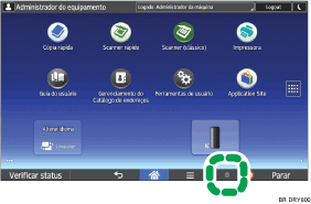 Ilustração da tela do painel de operação